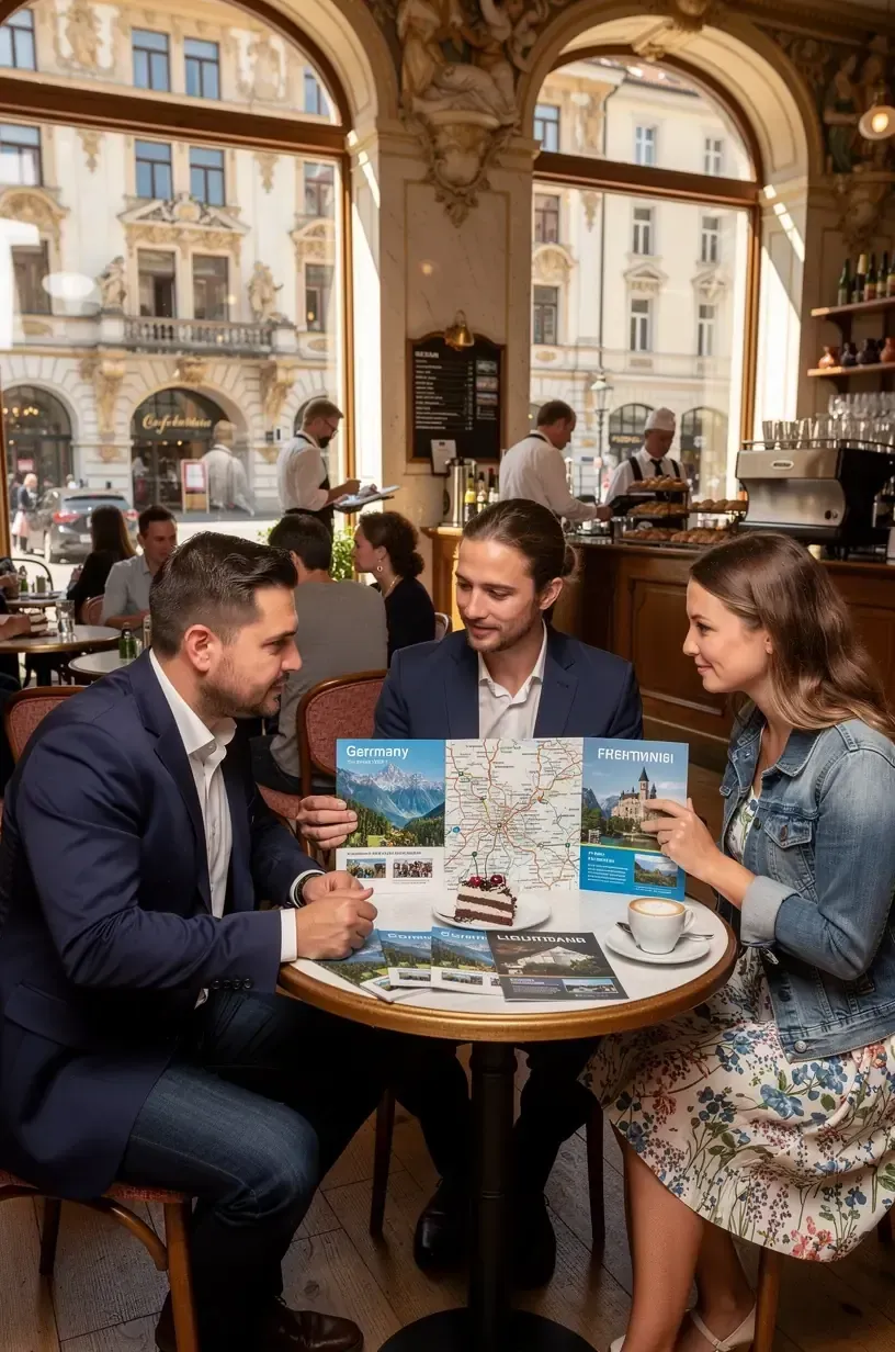 Stimmungsvolles Bild eines gut organisierten Reiseplans, der die besten deutschen Destinationen hervorhebt.