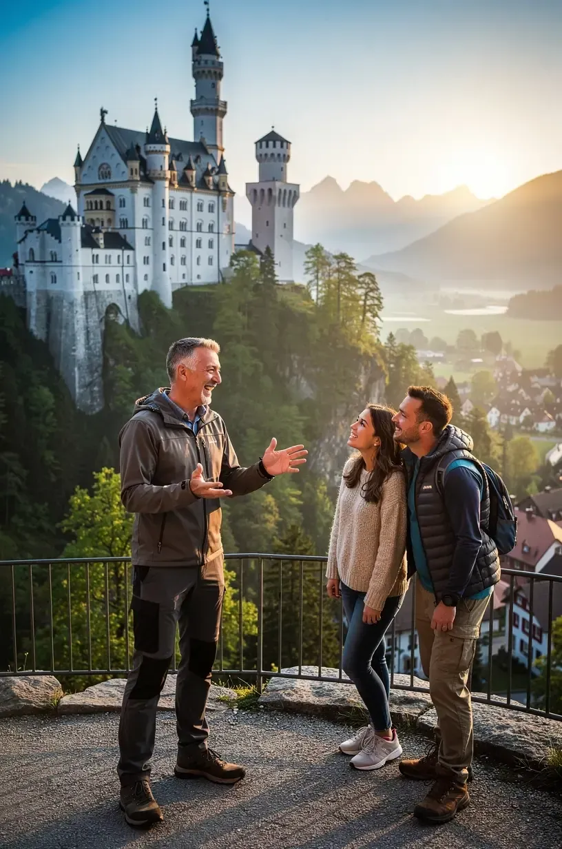Professioneller Reiseberater erklärt individuell geplante Deutschlandrouten auf interaktiver Karte.